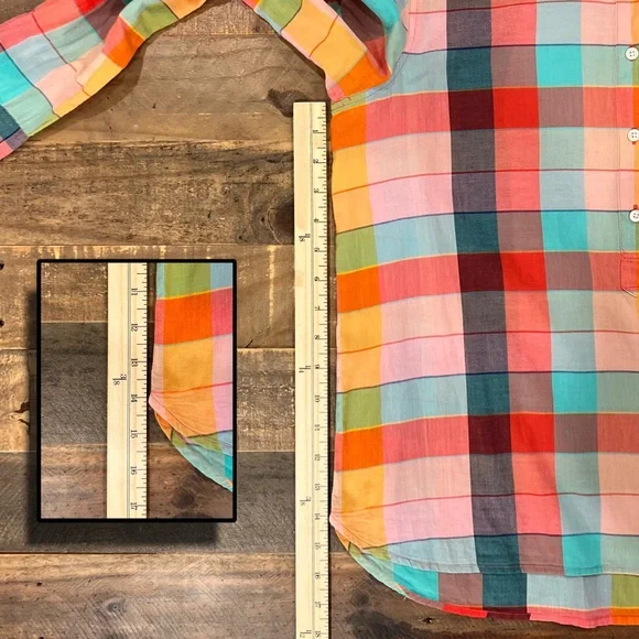 J. Crew Lightweight Colorful Plaid Button-Up Women’s Shirt - Picture 7 of 9